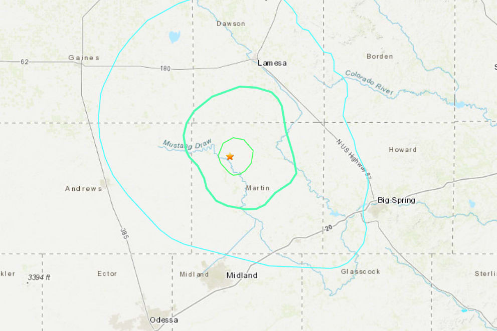 Where was the earthquake today in texas