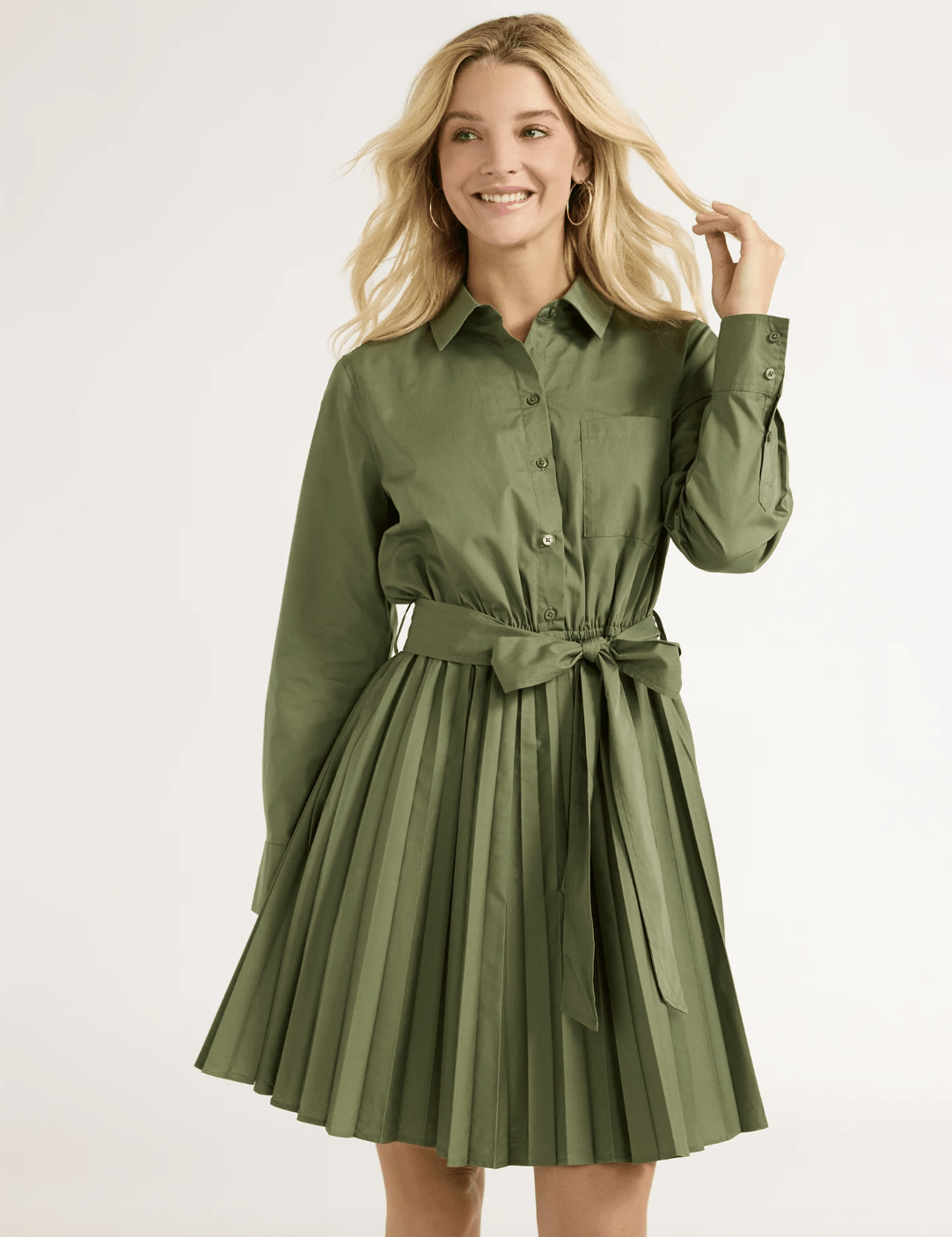 free assembly green dress Free Assembly Women's Linen Mini Dress, Sizes XS-XXL