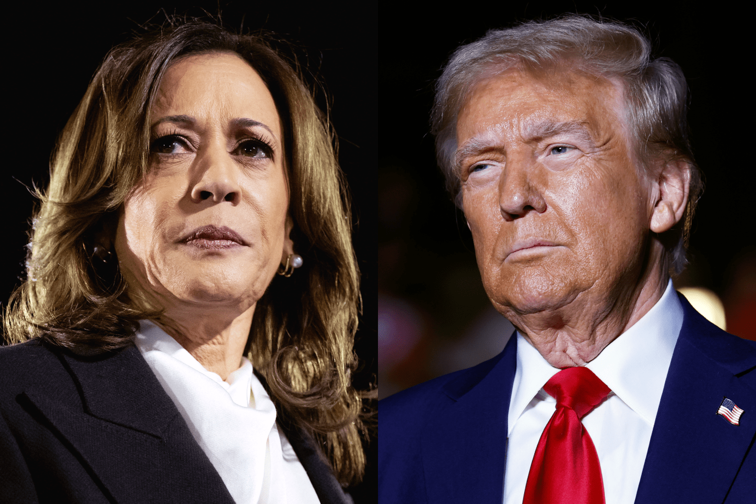 A split photo of Kamala Harris and Donald Trump