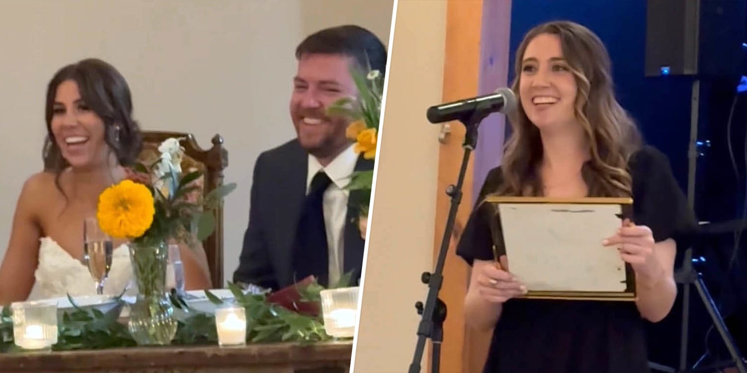 Sister pulls out the best surprise at her brother's wedding: a reading of the proposal he wrote at age 9