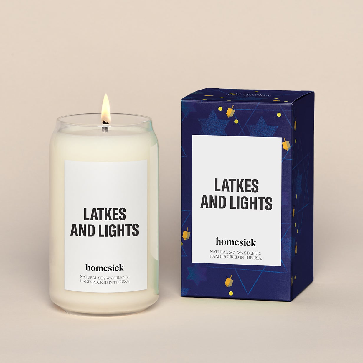 Homesick Latkes and Lights Candle
