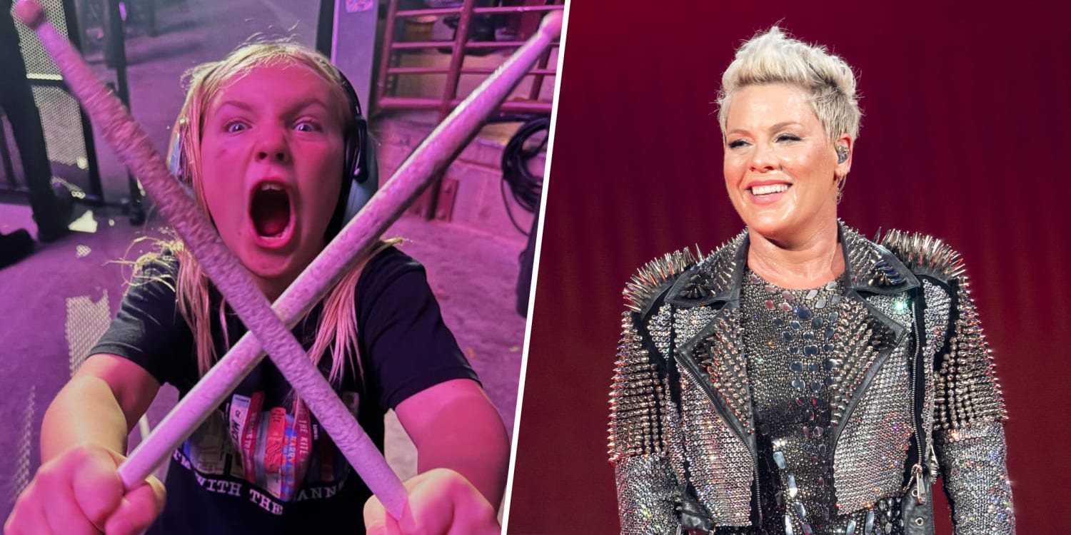 Pink's son Jameson, 7, is a total rock star after making his 'drumming debut' at her final show