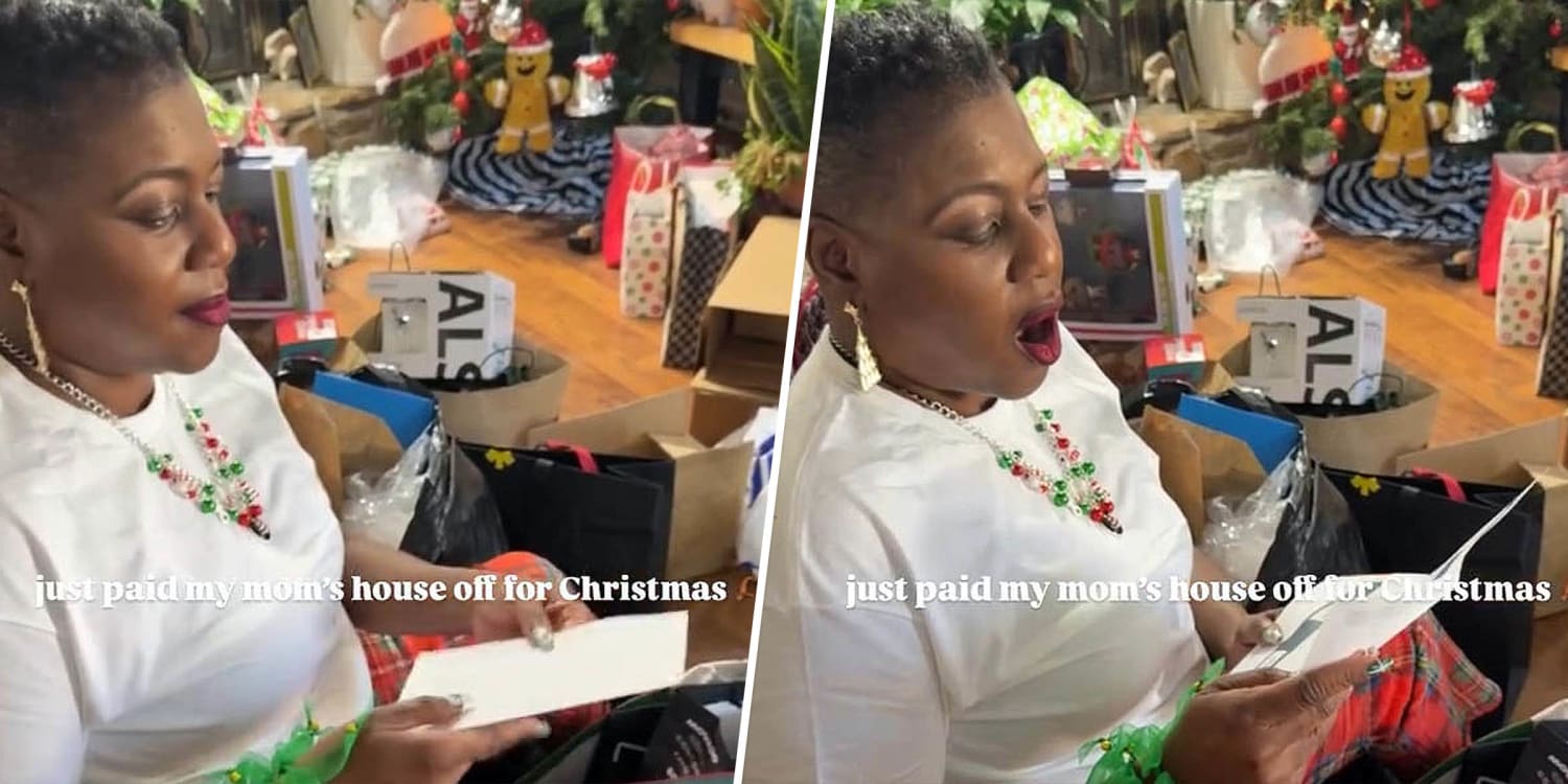 Son pays off his mom's mortgage for Christmas and her reaction is beautiful