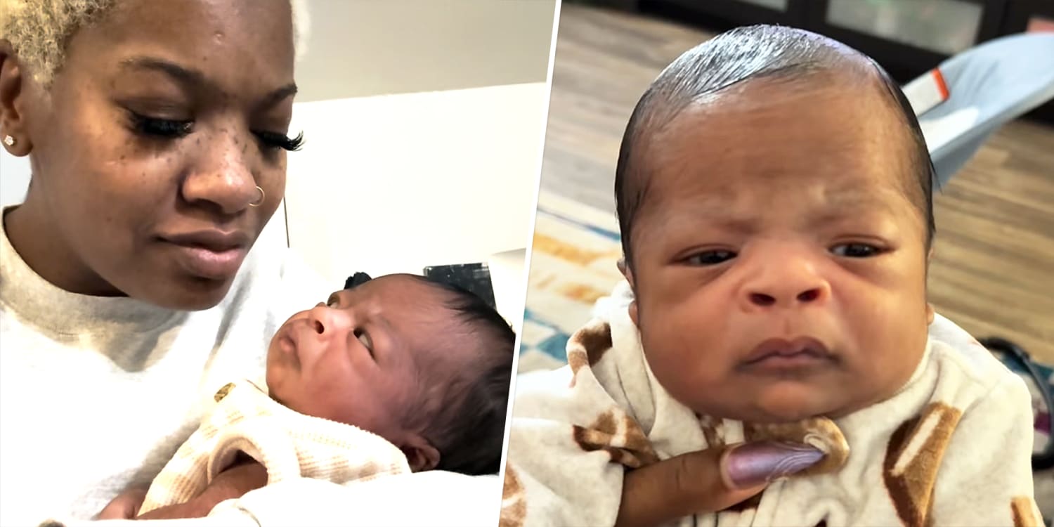 A newborn baby is going viral for his grumpy facial expressions 