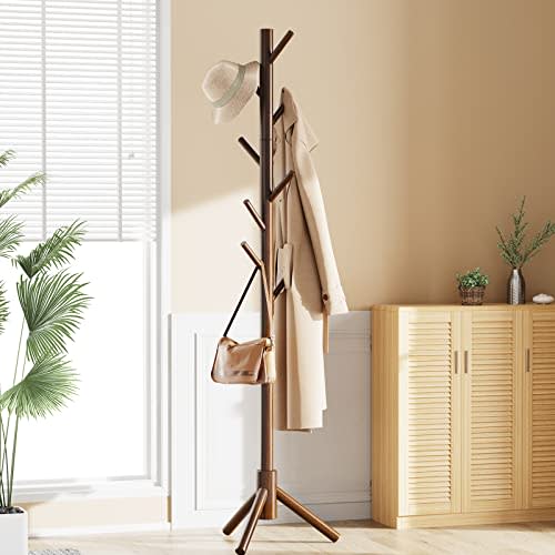 Pipishell Sturdy Wooden Coat Tree 