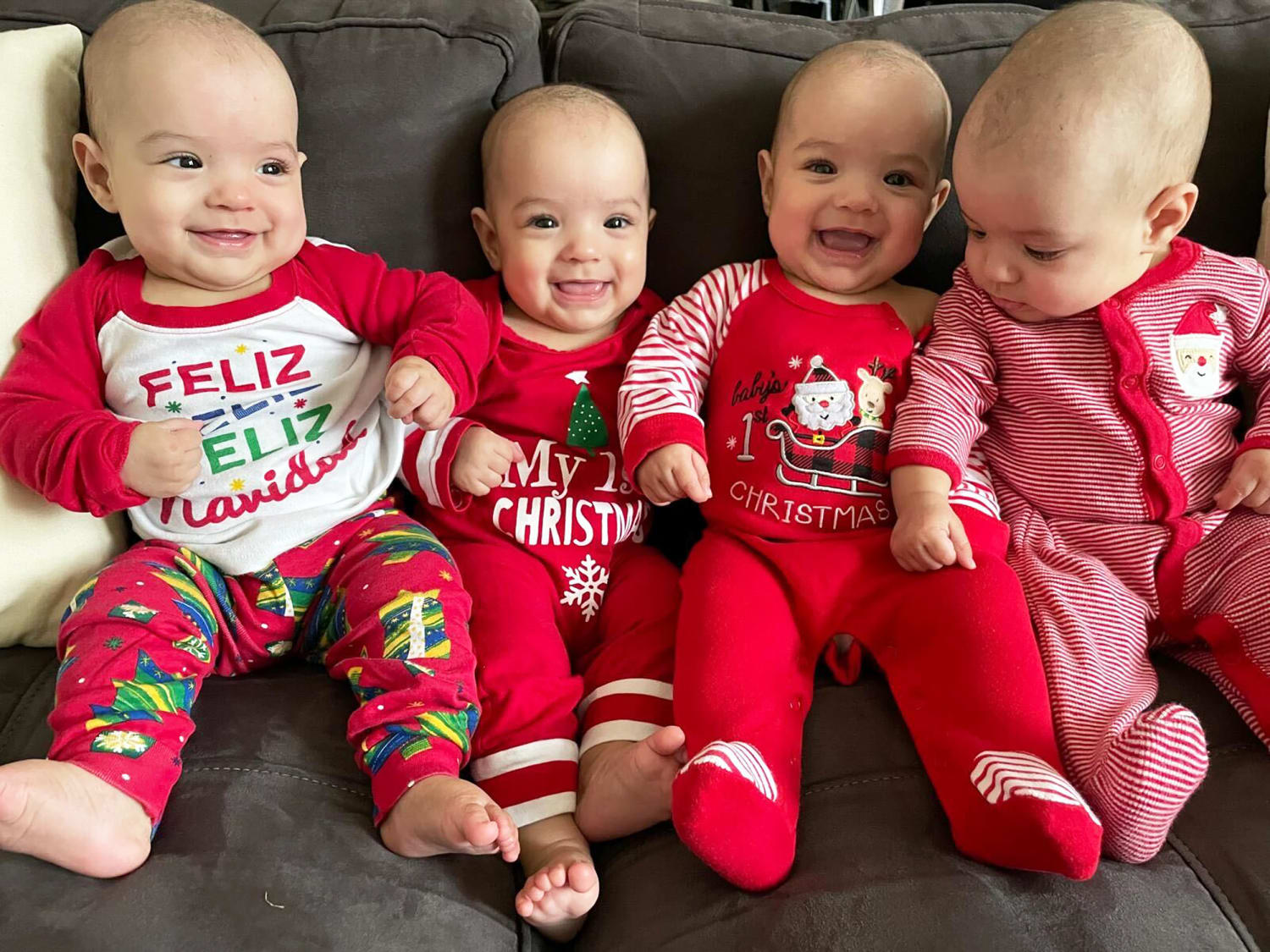 Four-ever friends: These identical quadruplet babies love holding hands 