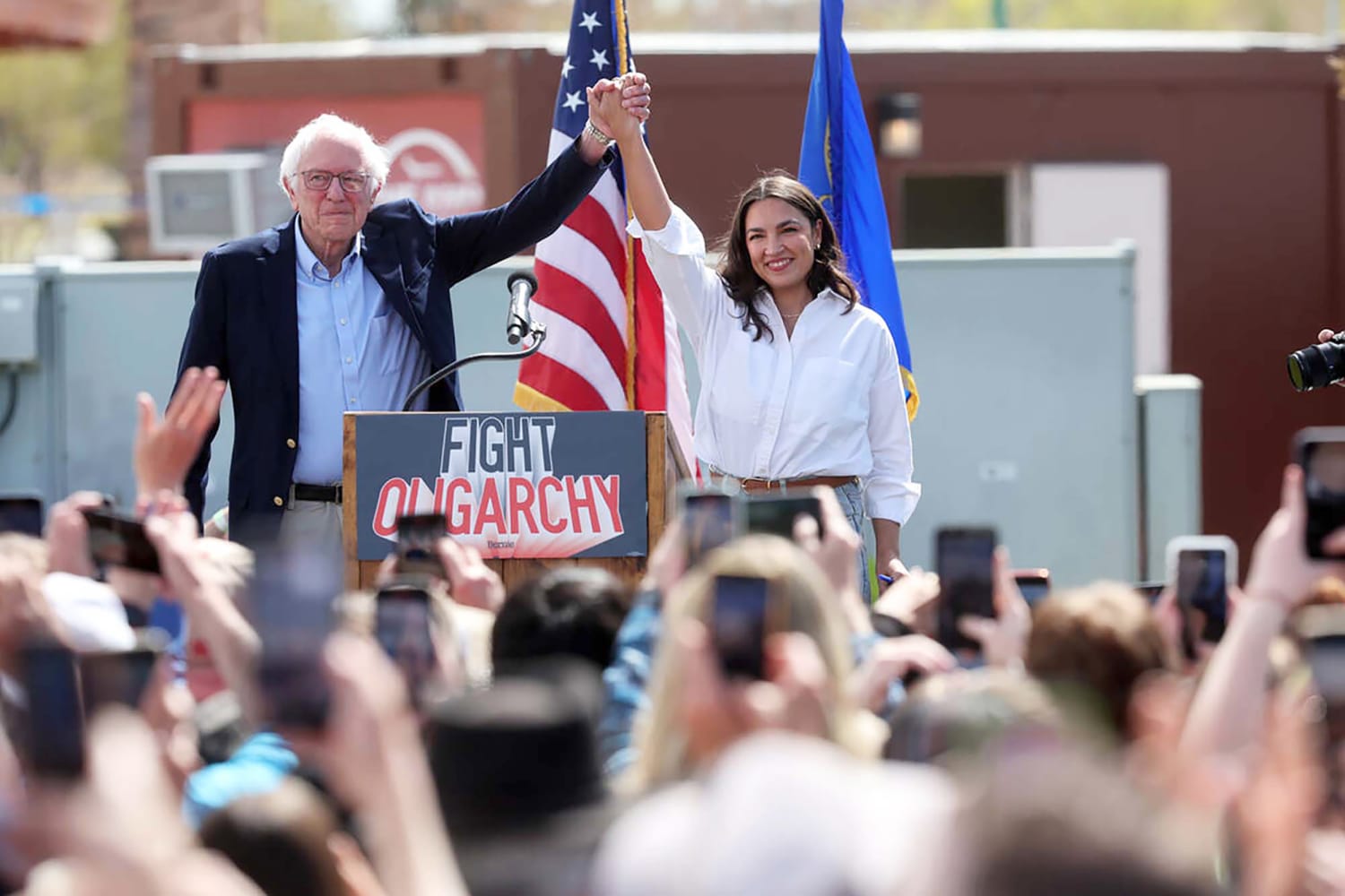 Alexandria Ocasio-Cortez and Bernie Sanders rally Democrats