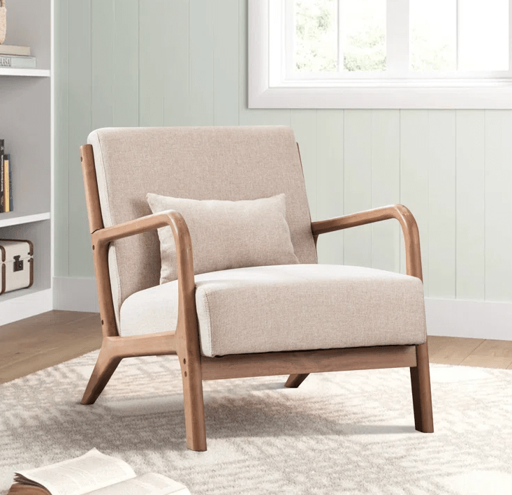 Hertford Mid-Century Upholstered Solid Wood Accent Chair