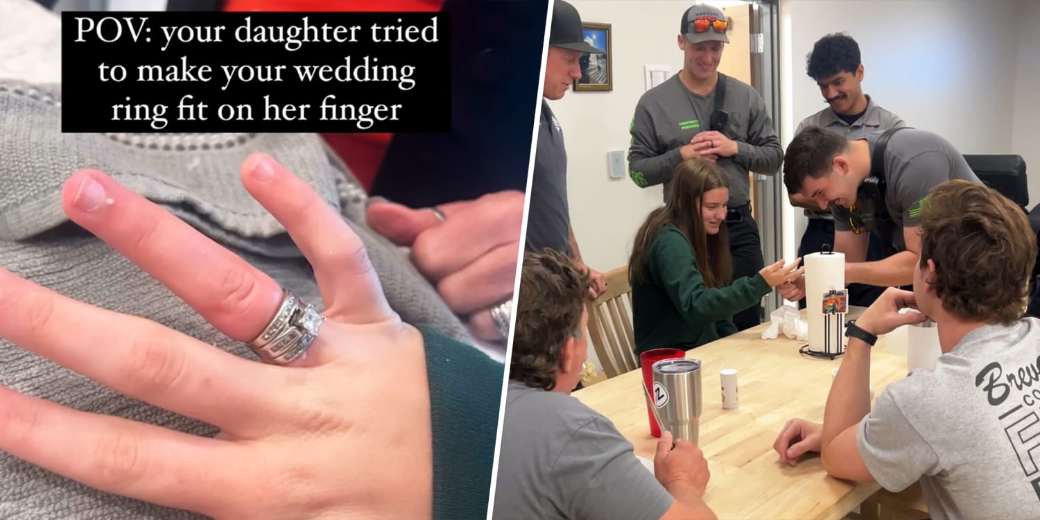 A teenager tried on her mom's ring and it got stuck. Then her trip to a fire station went viral