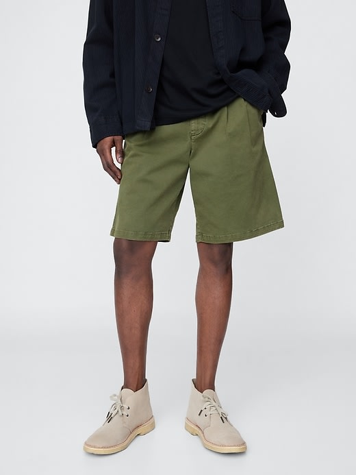 Pleated Khaki Shorts