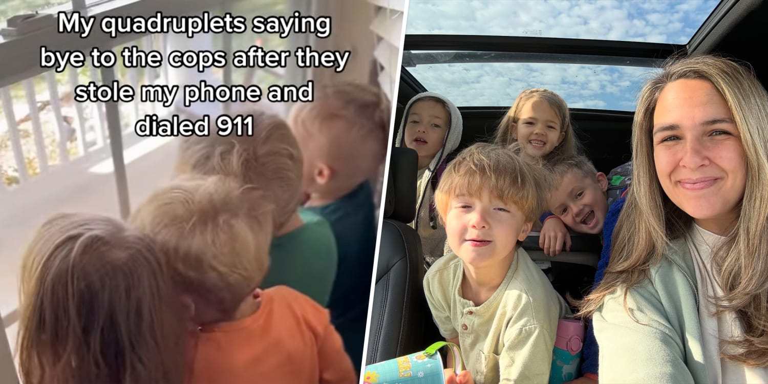 Toddler quadruplets accidentally call 911 — and bid the police officer the cutest goodbye