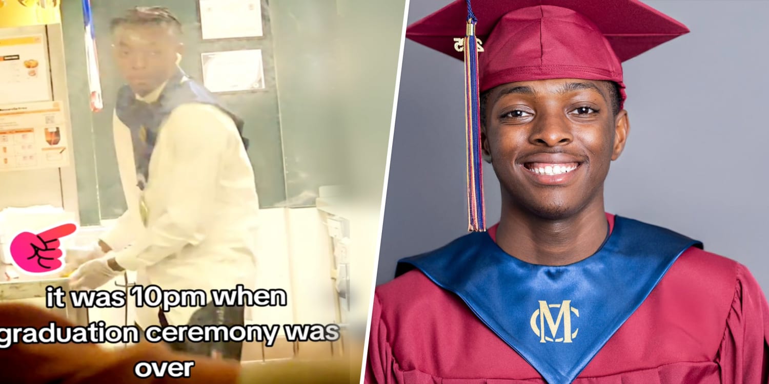 High school grad goes viral for working at his Burger King job … still wearing his graduation outfit