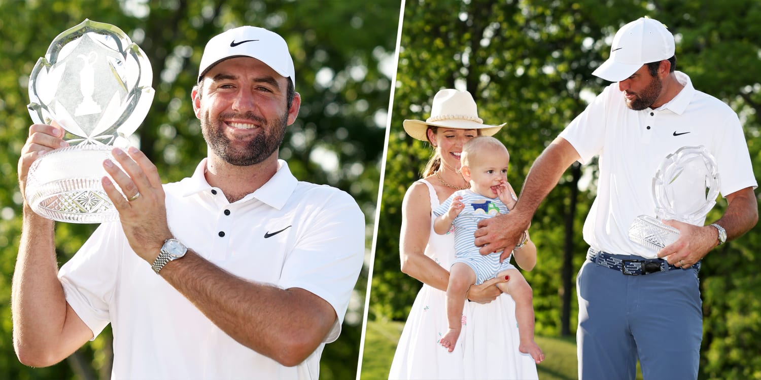 See PGA Star Scottie Scheffler React as His Wife Hands Him Their Son After a Diaper Blowout
