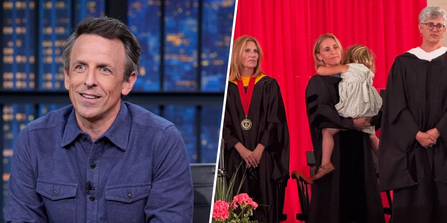 Seth Meyers Praises Wife for Delivering Commencement Speech With Their Sick Daughter by Her Side