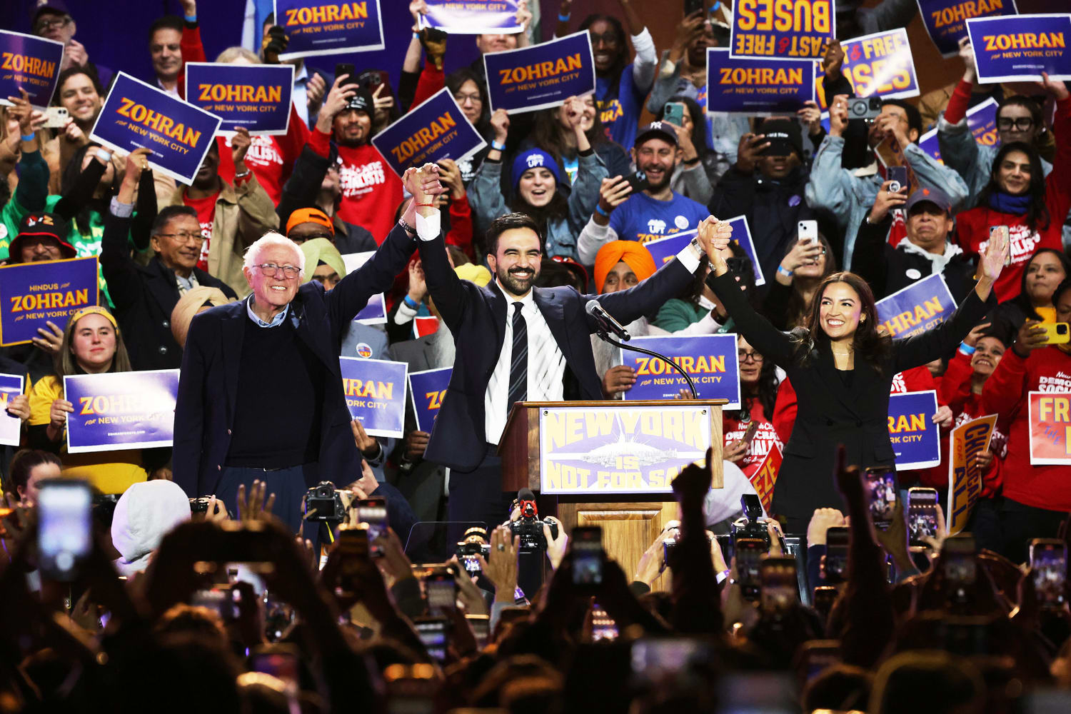 Zohran Mamdani, Bernie Sanders and Alexandria Ocasio-Cortez slam