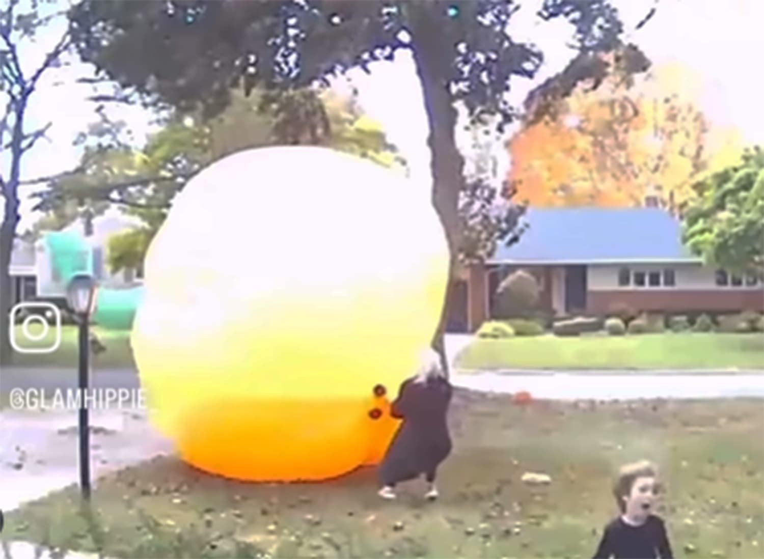 Mom Wrestles Runaway 20-Foot Inflatable Pumpkin to the Ground. Her Son Has 1 Comment