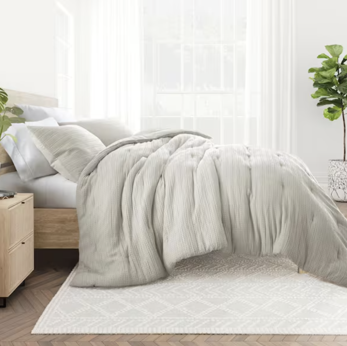 Becky Cameron Waffle Textured Queen Comforter Set