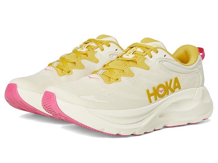 Hoka White and Yellow Athletic Shoes with Cushioned Midsole HOKA Women main image 4