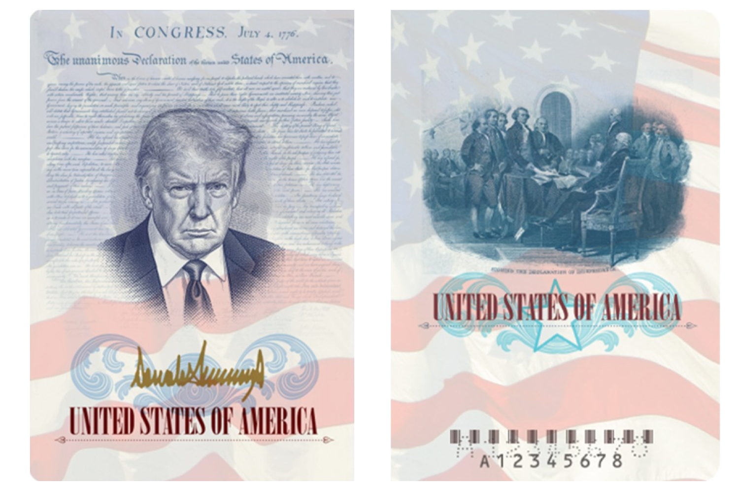 EE.UU. emitirá pasaportes conmemorativos con la imagen de Trump por el 250 aniversario de la independencia