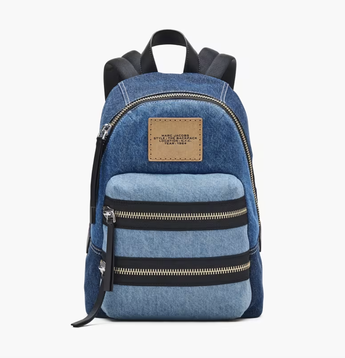 backpack marc jacobs leather black quilted M0011321, 11.5" (L) x 14" (H) x 4" (W) Tonal and white embroidered logo applique Marc Jacobs Leather Workwear Backpack