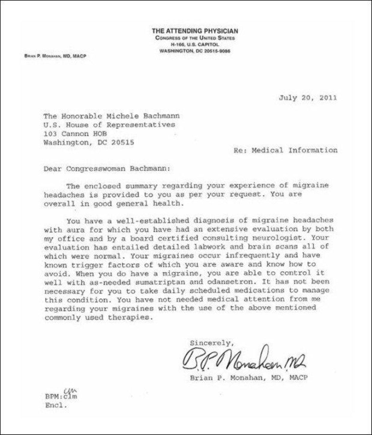 Bachmann issues doctor s note