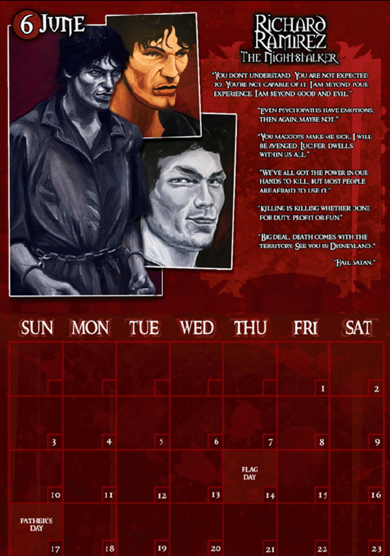 Calendar lets you mark time with murderers