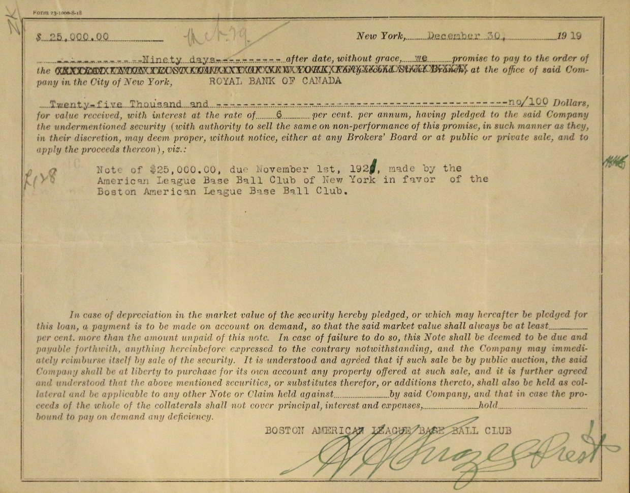 Babe Ruth Contract Sells for $1 Million in Baltimore