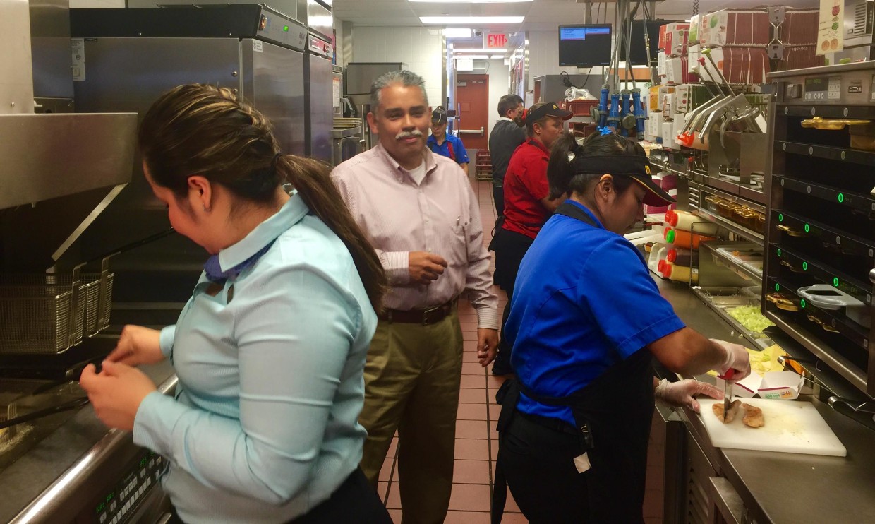 German Ustaritz at one of his McDonald's restaurants in Austin, one of four franchises he owns with his wife Delmy. 