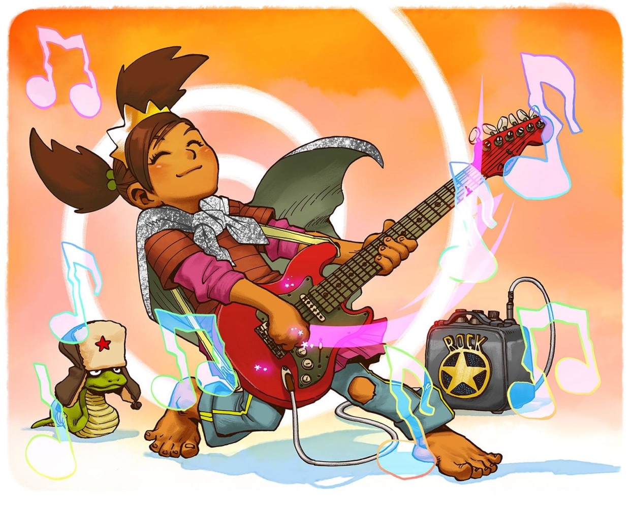 Images from the children's picture book, \"The Princess Who Saved Herself,\" written by filmmaker and writer Greg Pak, based on the song by singer/songwriter Jonathan Coulton, and illustrated by artist Takeshi Miyazawa.