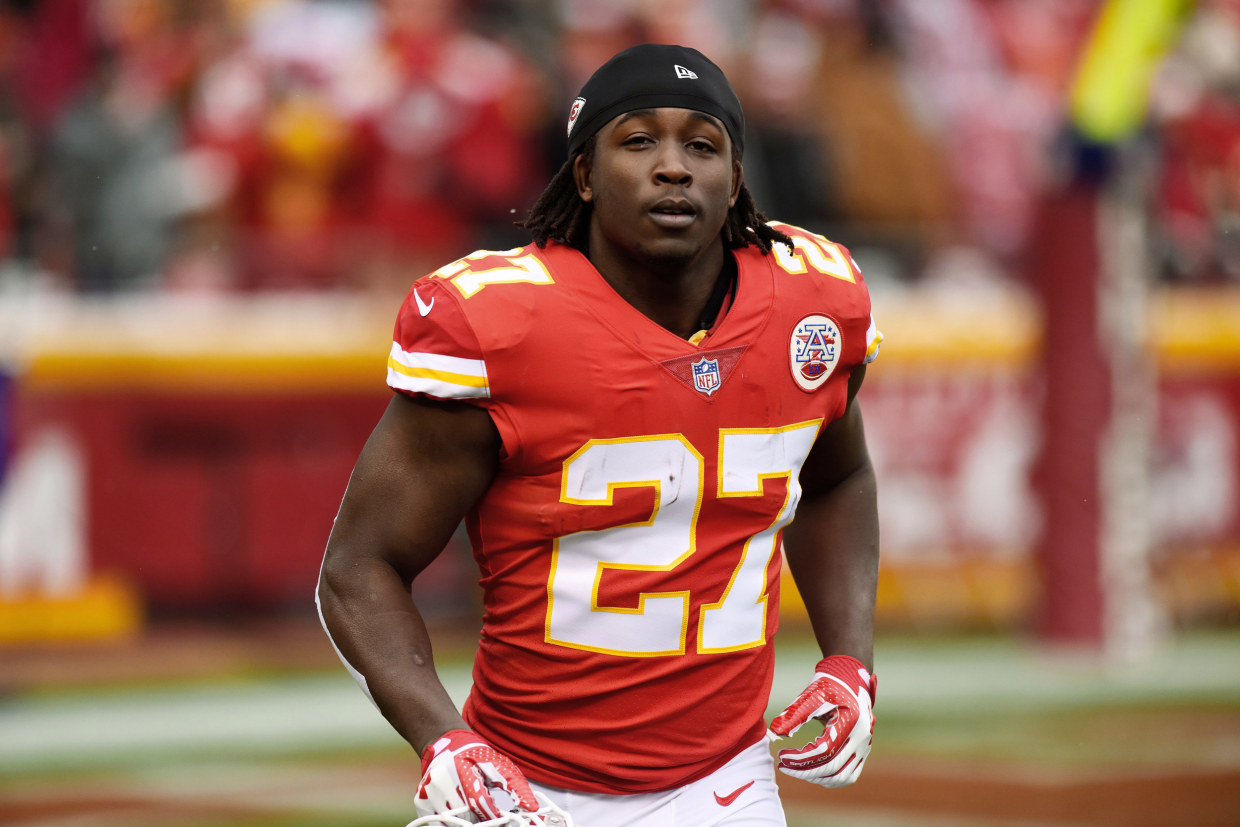 Cleveland Browns running back Kareem Hunt celebrates after scoring against  the Carolina Panthers during the first half of an NFL football game on  Sunday, Sept. 11, 2022, in Charlotte, N.C. (AP Photo/Rusty