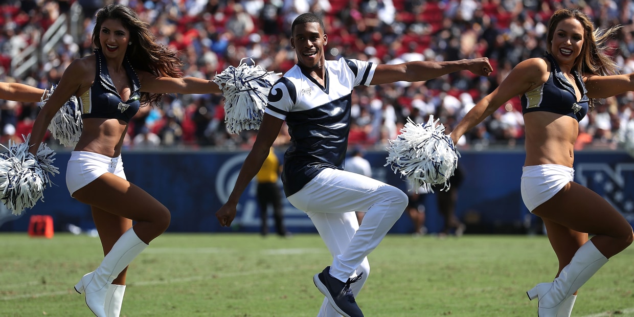 Los Angeles Rams' male cheerleaders make Super Bowl history - in pictures