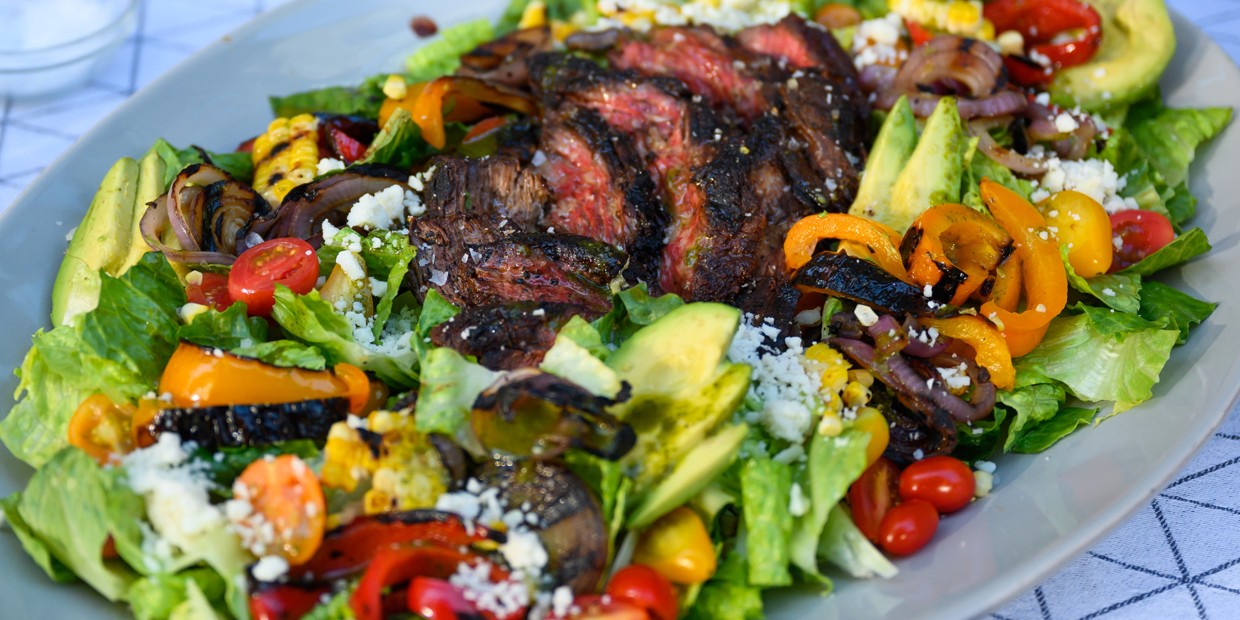 Grain Bowls with Grilled Corn, Steak, and Avocado Recipe