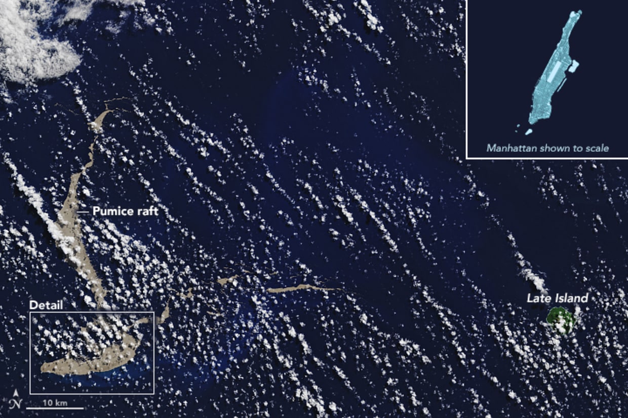 Giant volcanic pumice rock raft floating in Pacific ocean - BBC Newsround