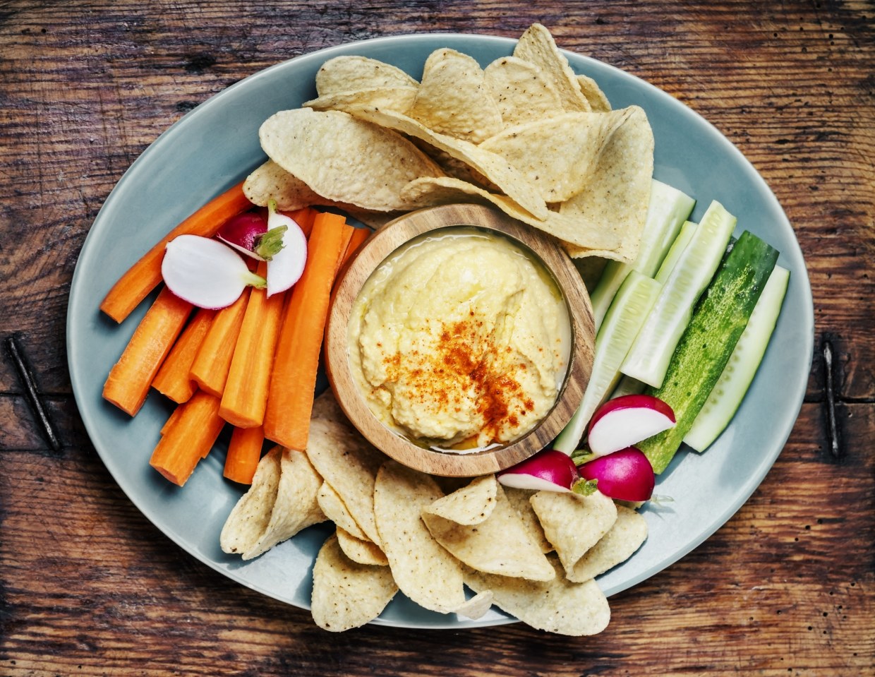 Reusable 2-section Snack Bowl for Dipping Chips, Veggies, Treats