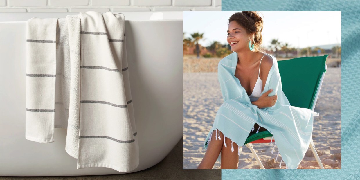 Big Striped Stitch-Free Seamless Luxury Turkish Cotton Beach Towel with Tassels 