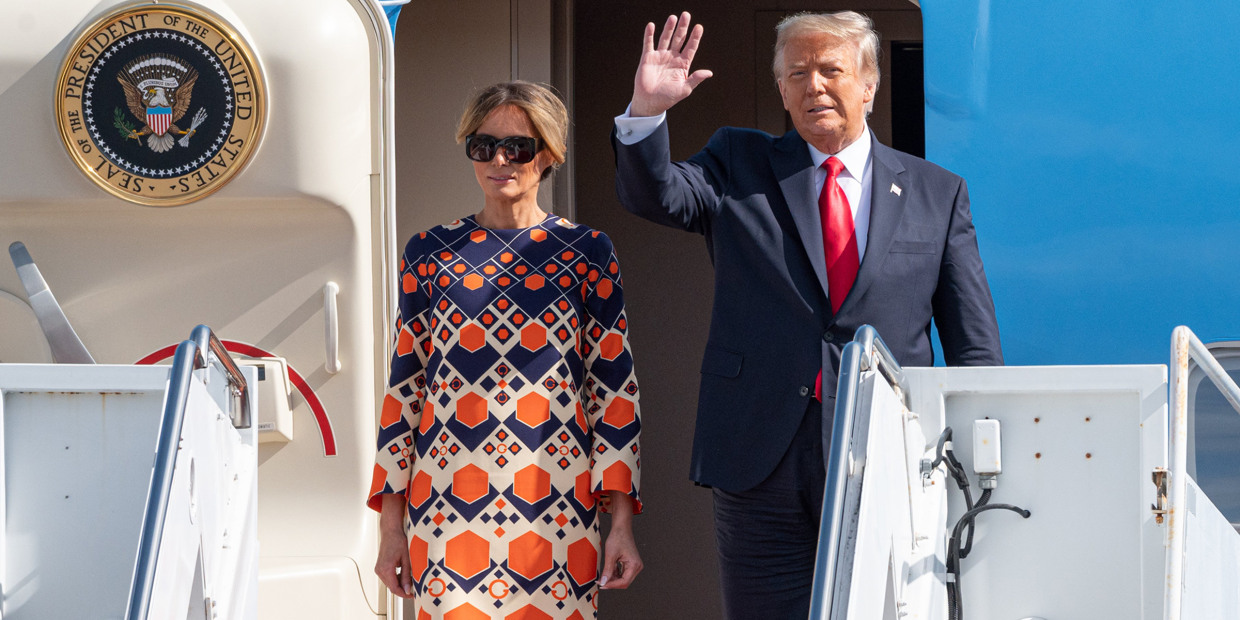 Melania Trump arrives in Florida wearing dramatic boho caftan