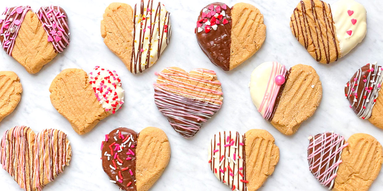 Chocolate-Covered Peanut Butter Heart Cookies Recipe