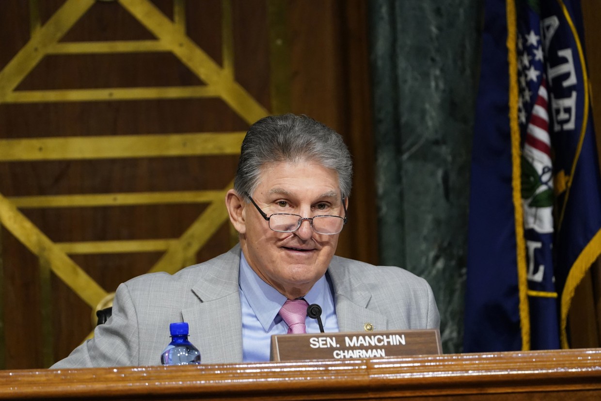 Sen. Joe Manchin, D-W.Va., participates in a hearing on Capitol Hill on March 11, 2021.