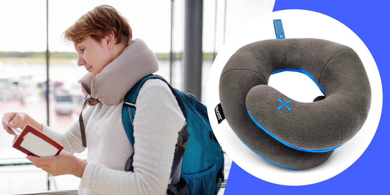 U-Shaped Pillow Press Inflatable Travel Pillow Press U-Shaped Pillow Travel Neck Pillow Aircraft Office Nap Multi-Function Pillow Multi-Color Optional Comfortable Travel Pillow
