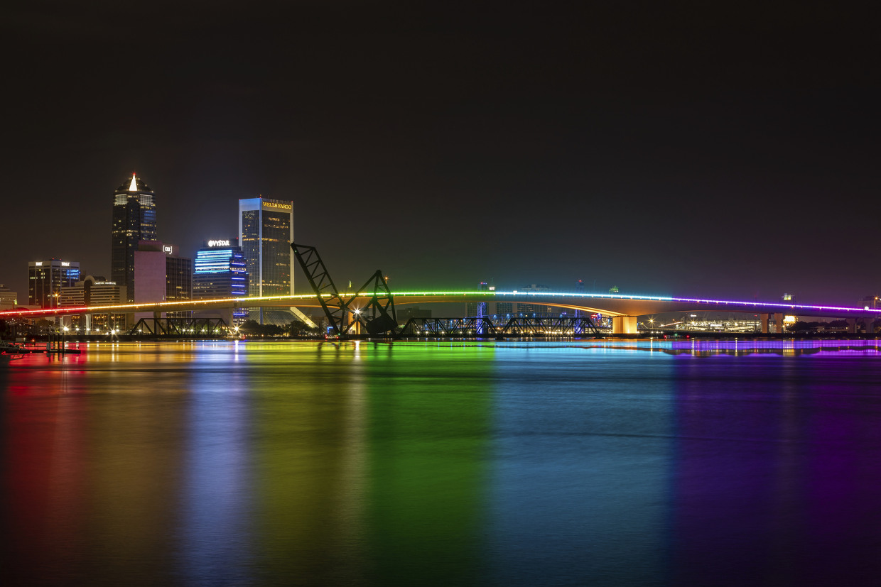 Tropicana Field lights up in rainbow colors for Pride Month