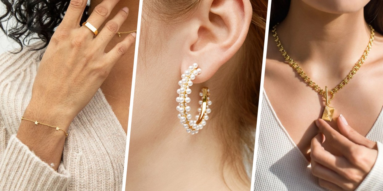 Fannay Women Earring Ring Set Fashion Rhinestone Double People Pattern Jewelry Gift Jewelry Sets 
