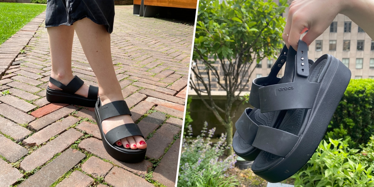 crocs Women's Leigh Sandal Wedge W Off-White Fashion 7 UK (W9)  (205750-14G-W9) : Amazon.in: Shoes & Handbags