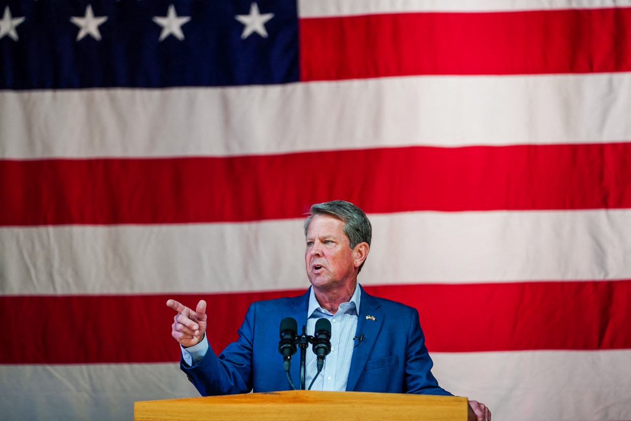 Georgia Gov. Brian Kemp speaks at a campaign event on May 23, 2022, in Atlanta.