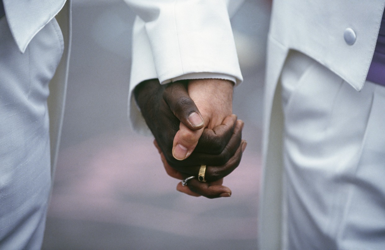 Act-Up activists attend a gay rights demonstration on Capitol Hill on April 24, 1993.
