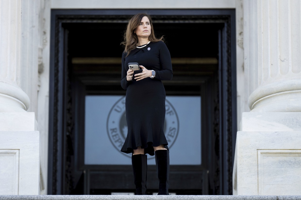 Rep. Nancy Mace stands on the House steps after a vote at the Capitol on April 28, 2022.