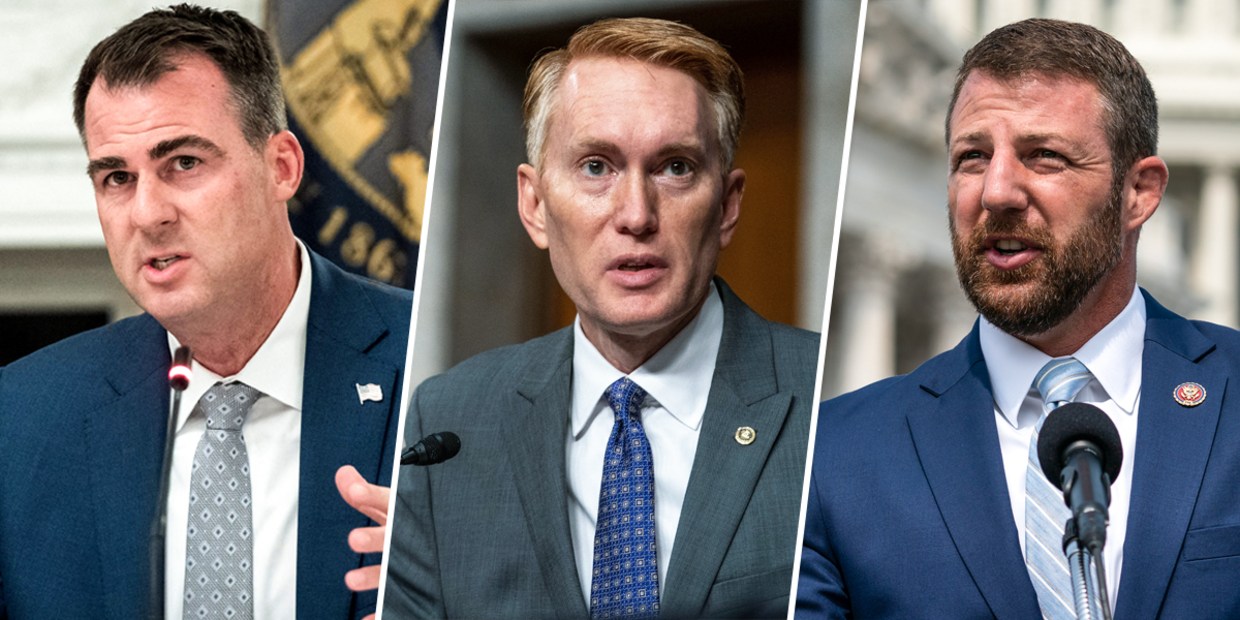 Gov. Kevin Stitt, Sen. James Lankford and Rep. Markwayne Mullin.