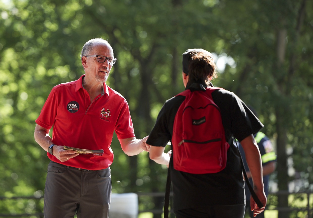 Image: Maryland Democratic Gubernatorial Candidate Tom Perez Campaigns Ahead Of Tuesday's Primary