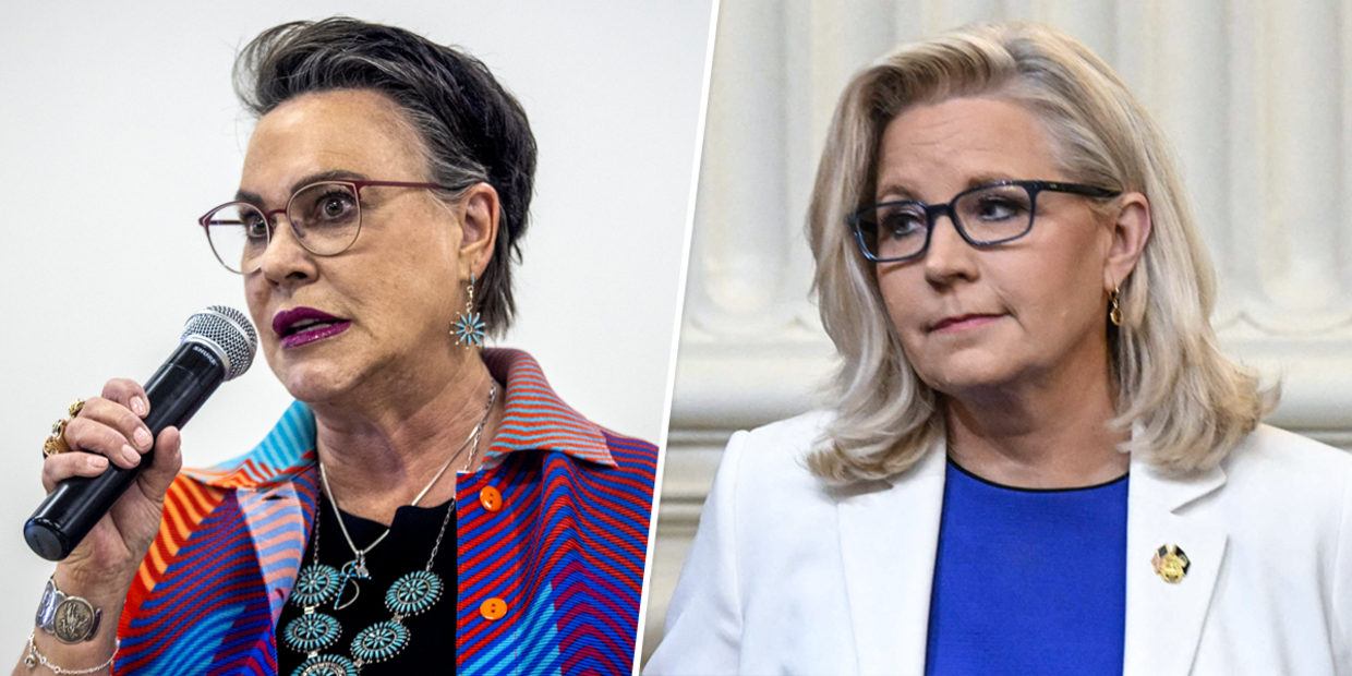 Republican congressional candidate Harriet Hageman and Rep. Liz Cheney, R-Wyo.