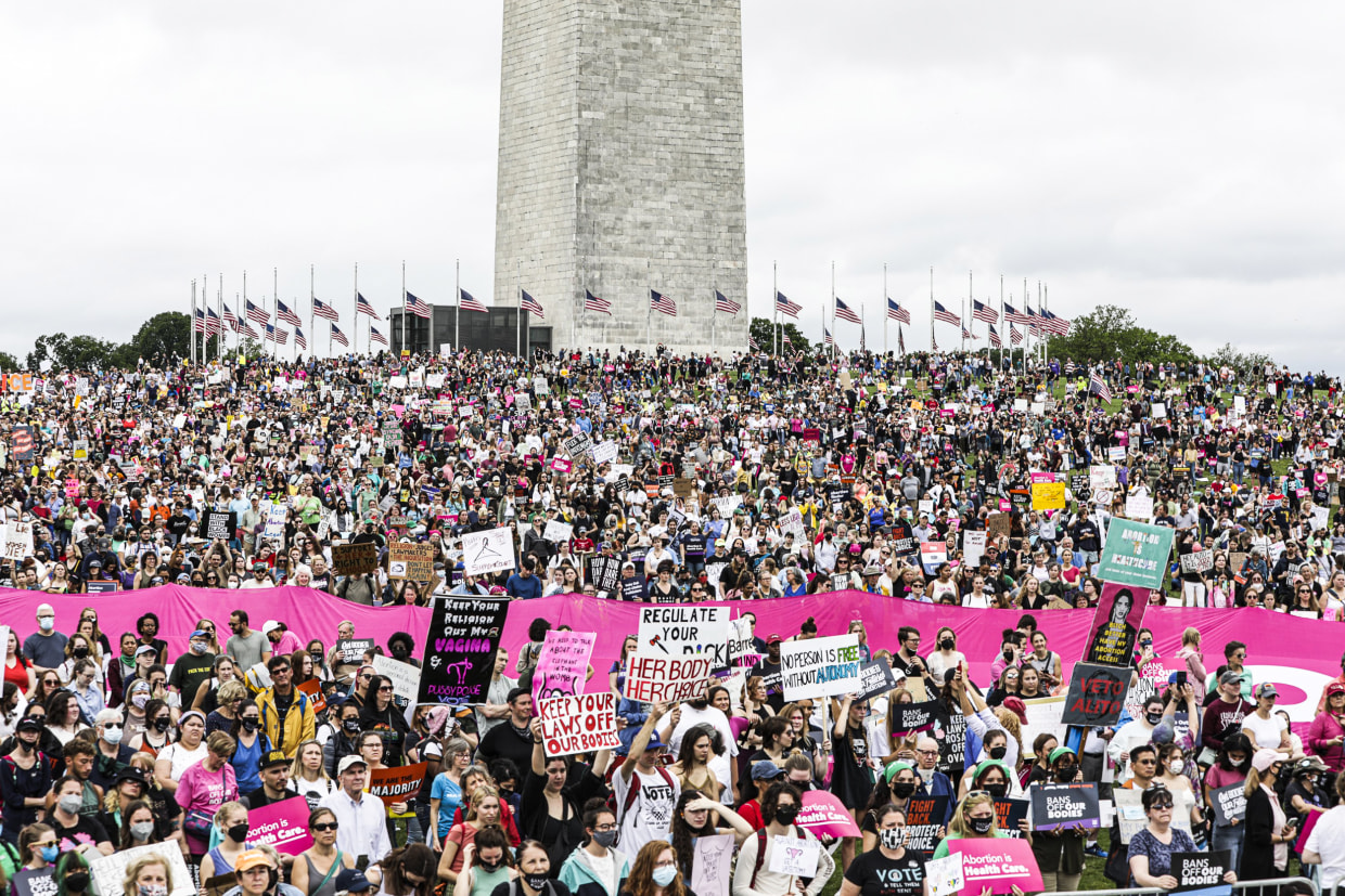 Image: Abortion rights demonstrators and advocates at the "Bans Off Our Bodies" rally on the National Mall in Washington