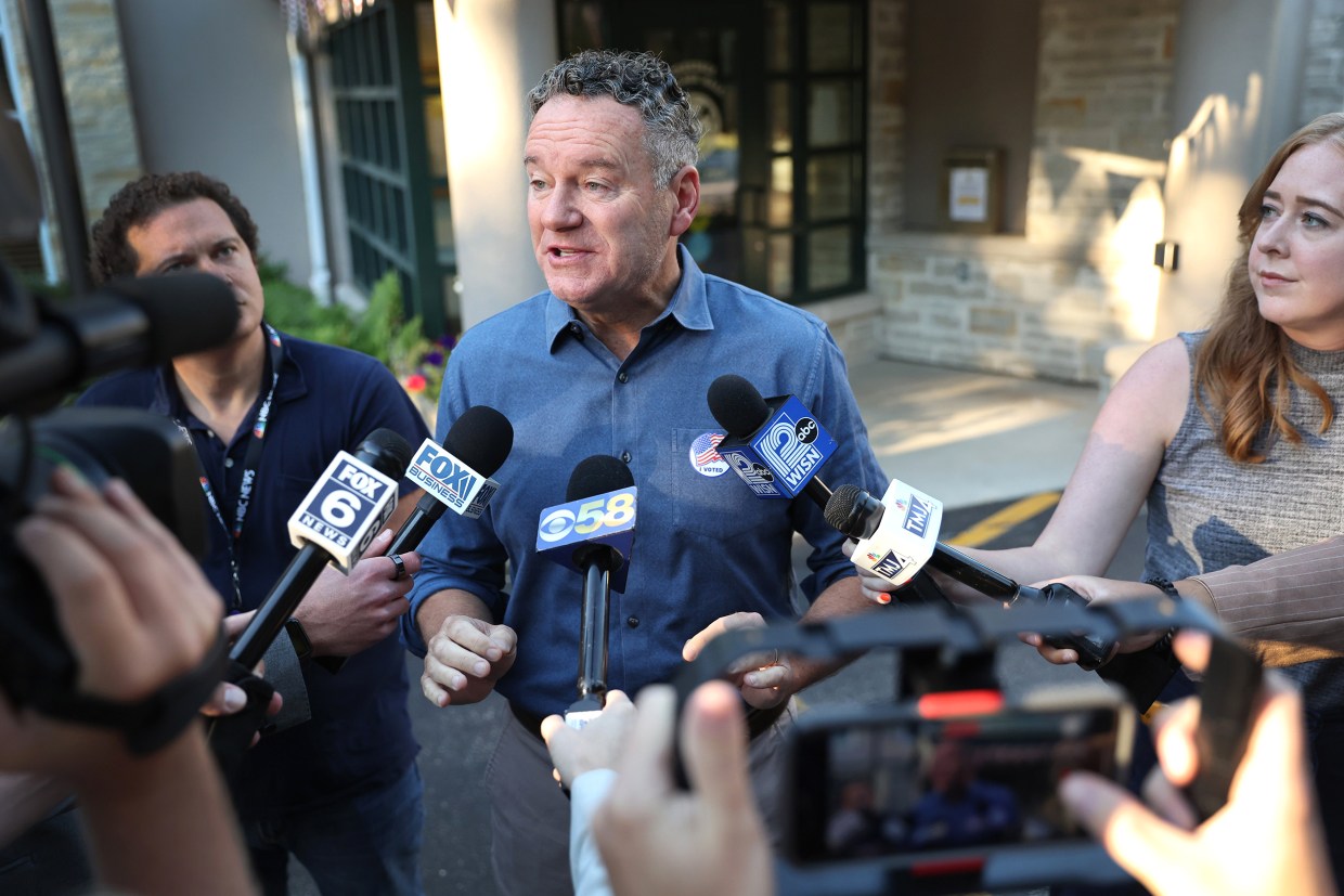 Image: GOP Gubernatorial Candidate Tim Michels Votes On Wisconsin Primary Day